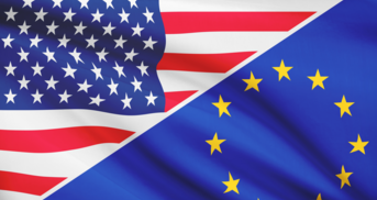 Flagge der USA und der EU